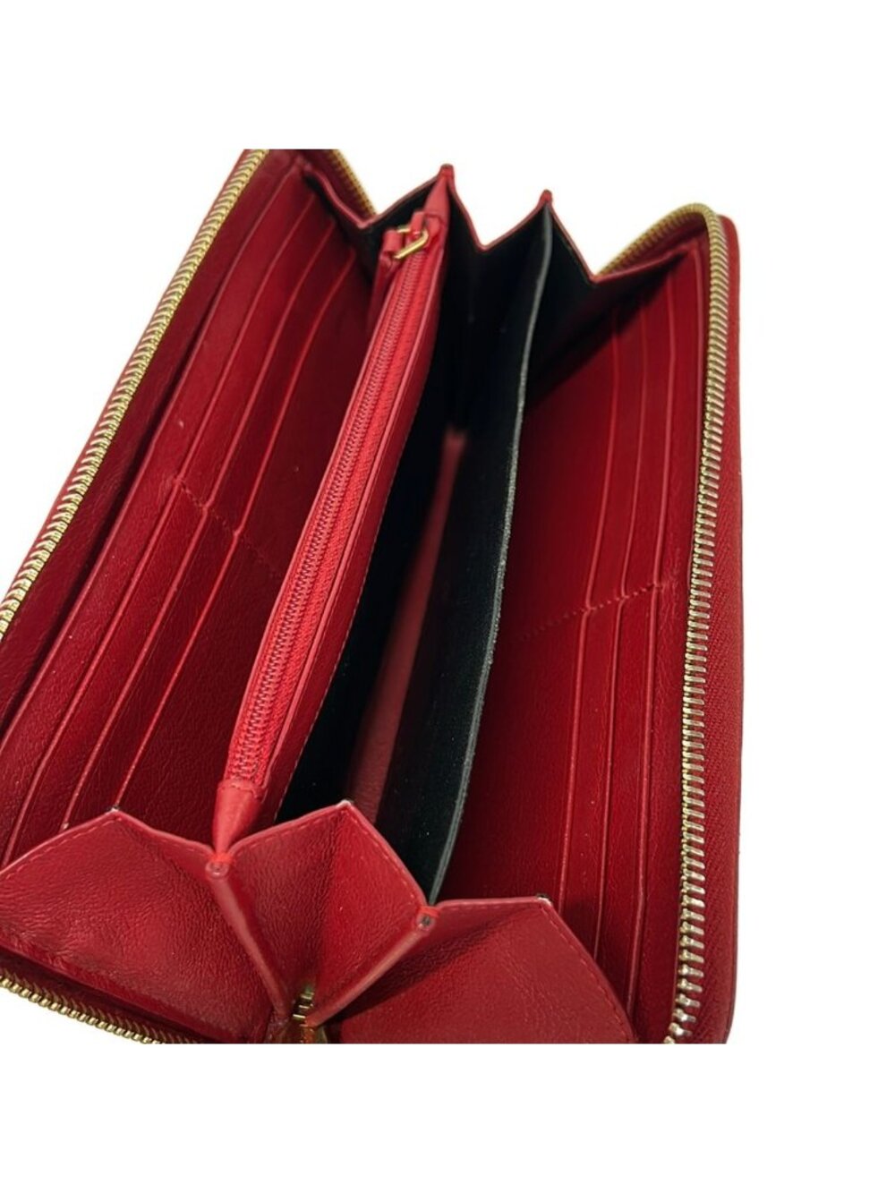 Saint Laurent Wallet Red Zip Around Leather - Picture 3 of 7